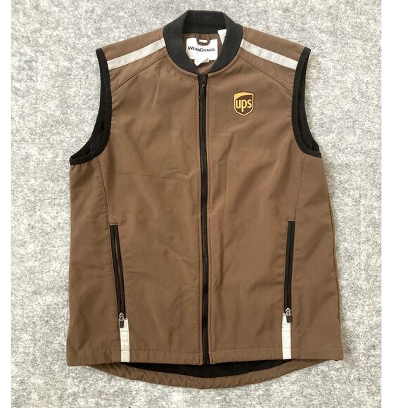 UPS vest United Parcel Service Size Medium Brown Wear Guard Full Zip Reflective - Picture 1 of 5